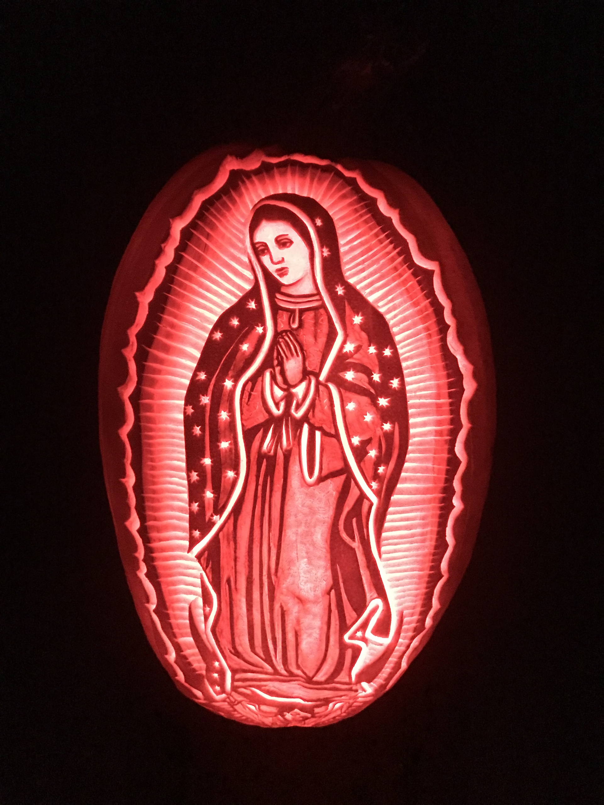 Our Lady of Guadalupe pumpkin carving by Jake Voelker, photo 1 of 5