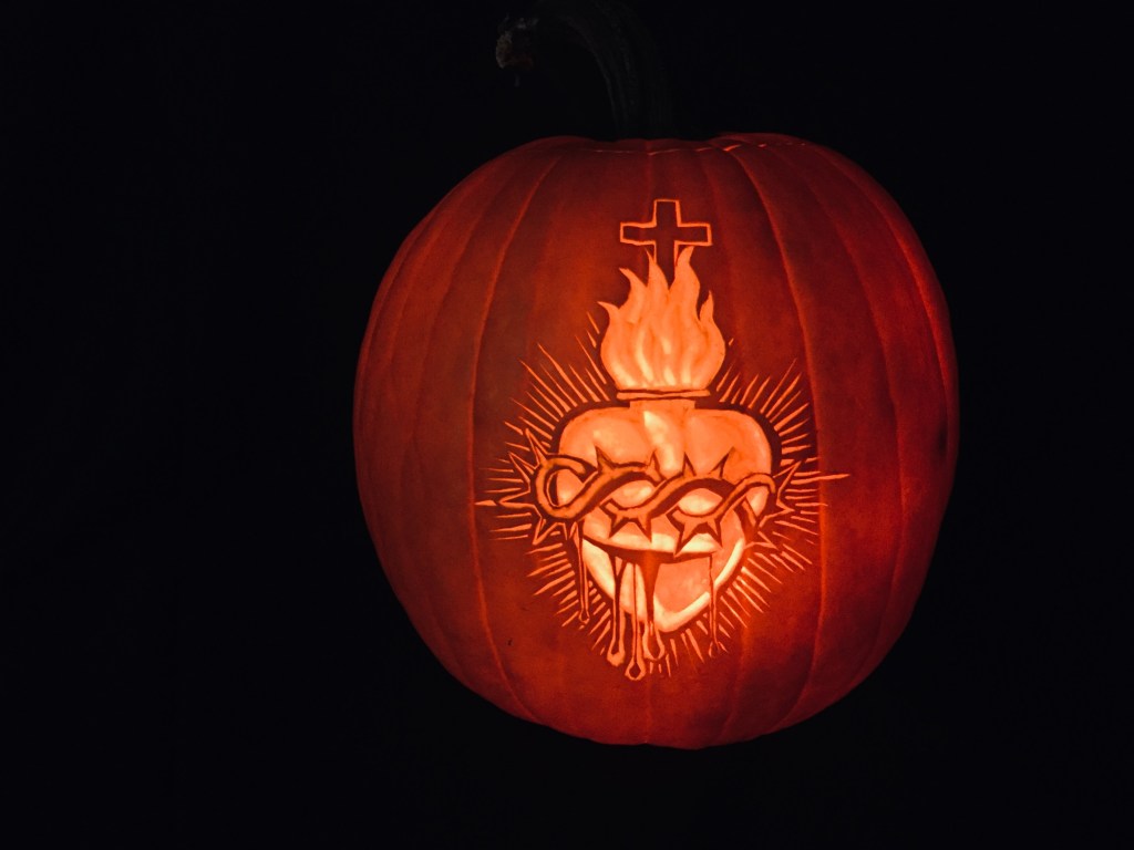 Sacred Heart pumpkin carving by Jake Voelker, photo 1 of 3